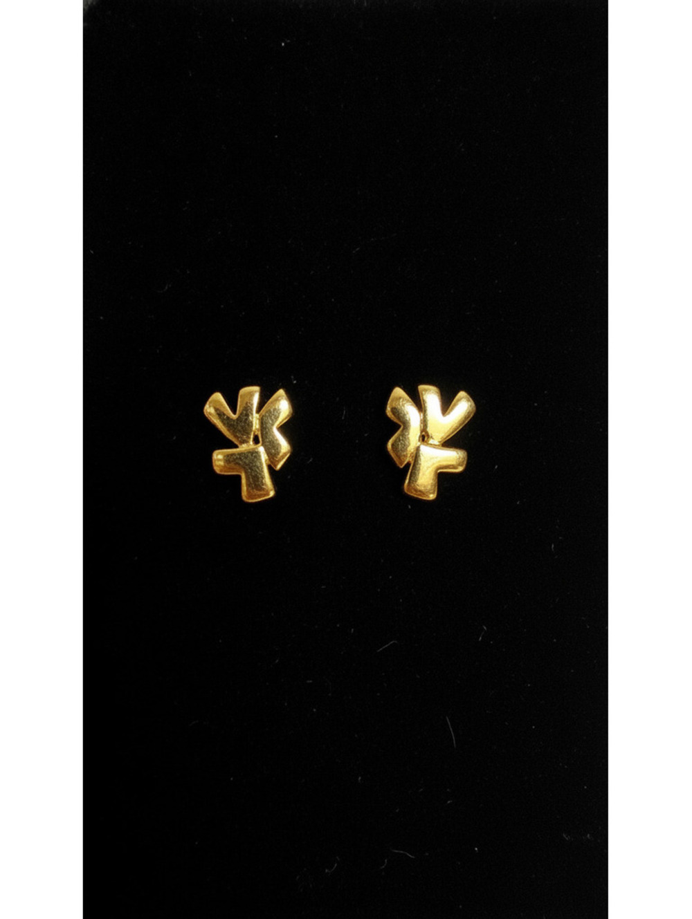 Vintage Monet Gold Tone Abstract Geometric Clip-On Earrings